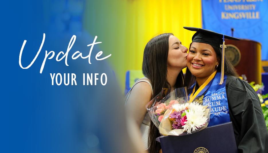 photo of graduate with the text update your info